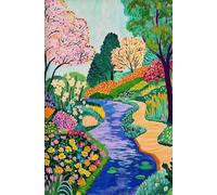 Muholin Affiche de paysage tropical abstrait,montagne,rivière,plante,arbre,beau paysage,peinture sur toile,art mural,décoration de la maison 21x30cm sans cadre