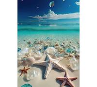 Muholin Affiche de plage, coquillage, étoile de mer, simplicité, peinture sur toile, art mural tendance, décoration d'intérieur 30x40cm sans cadre