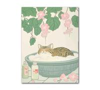 Muholin Affiche de salle de bain abstraite avec animaux de dessin animé,peinture sur toile,impression d'art pour la maison et les toilettes,décoration murale 30x40cm sans cadre