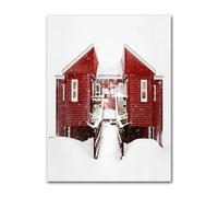 Muholin Affiche murale sur toile représentant un paysage,un élan enneigé et une maison en bois. Décoration intérieure pour Noël et le salon. 40x50cm sans cadre