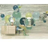 Muholin Boule de verre 3D en cristal,couleur originale,transparente,aspect bois,décoration murale pour chambre ou salon. 400cm(W)×280cm(H)