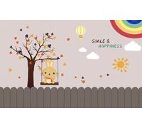 Muholin Décoration murale luxueuse pour chambre d'enfant : balançoire lapin arc-en-ciel, fond de chambre à coucher, motif dessin animé. 400cm(W)×280cm(H)