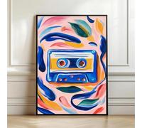 Muholin Décoration murale vintage avec casque gramophone,tableau musical,affiche gramophone style Art déco,tourne-disque classique pour la maison 50x70cm sans cadre