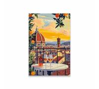 Muholin Florence Italie Voyage Italie Coucher de soleil Terre Voyage Art mural Impression minimaliste Peinture sur toile Affiches pour la décoration intérieure 50x70cm sans cadre