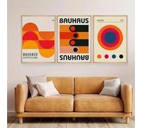 Muholin Lot de 3 affiches abstraites Bauhaus du milieu du siècle,art mural géométrique abstrait sur toile,décoration de salon et de chambre à coucher 50x70cmx3 sans cadre