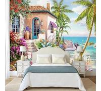 Muholin Magnifique paysage de villa en bord de mer, peinture à l'huile, décor de maison de luxe, papier peint mural 300cm(W)×210cm(H)