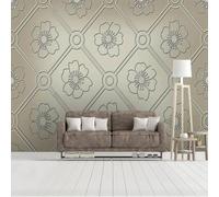 Muholin Papier peint minimaliste à motifs géométriques 3D européens,motif floral,pour la décoration de la chambre et du salon. 400cm(W)×280cm(H)