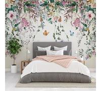 Muholin Papier peint mural personnalisé 3D aquarelle à motif de vigne fleurie - Style champêtre nordique pour restaurant, café, chambre et décoration intérieure 200cm(W)×140cm(H)