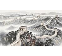 Muholin Papier peint mural personnalisé à l'encre de Chine, représentant un paysage peint à la main, pour salon, bureau ou hôtel : décoration murale 3D 450cm(W)×300cm(H)