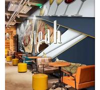 Muholin Papier peint mural photo 3D personnalisé représentant un délicieux steak en marbre noir,idéal pour la décoration de restaurants,salles à manger,bars et canapés. 450cm(W)×300cm(H)