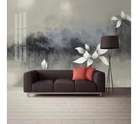 Muholin Papier peint mural photo sur mesure, style chinois, représentant un paysage artistique de lotus peint à l'encre, idéal pour la décoration de la chambre ou du salon. 450cm(W)×300cm(H)