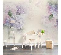 Muholin Papier peint personnalisé 3D à motifs de fleurs,feuilles et papillons violets,idéal pour le salon,la chambre,le mur derrière la télévision et la décoration intérieure. 250cm(W)×175cm(H)