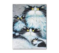 Muholin Peinture à l'huile abstraite d'un chat à poils longs sur toile. Affiches et impressions de chatons mignons. Décoration murale animalière pour le salon. 60x90cm sans cadre