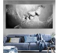 Muholin Peinture sur toile abstraite avec baiser d'amour noir,affiche,images,décoration murale pour la maison,la chambre à coucher,le salon 60x90cm sans cadre