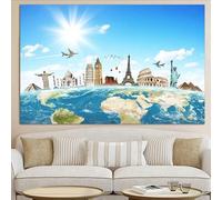 Muholin Peinture sur toile représentant un voyage à travers le monde,affiche d'art mural,monuments célèbres,impressions pour décoration de salon 60x90cm sans cadre