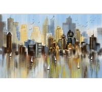 Muholin Peintures à l'huile urbaines abstraites, décoration murale de luxe personnalisée pour téléviseurs et maisons. 350cm(W)×245cm(H)