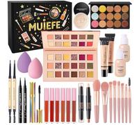 Muiefe Kit de maquillage tout-en-un comprenant une palette de fards à paupières, un fond de teint, un gloss à lèvres, un anti-cernes, un mascara pour les yeux, un coffret cadeau de maquillage pour