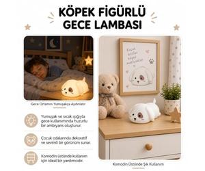 Muitomas Lampe chien en silicone Soft Touch, lampe de chevet LED multicolore tactile, rechargeable USB-C sans fil, veilleuse pour enfants et chambre à coucher