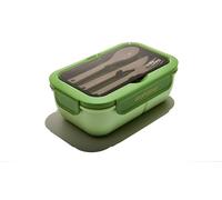 Muitomas, Lunch Box 1100 ml, porte-repas avec couverts et trois compartiments intérieurs, boîte à lunch hermétique pour aliments, boîte à lunch micro-ondes, lave-vaisselle et congélateur, couleur vert