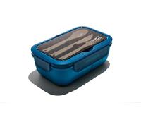 Muitomas, Lunch Box 1100 ml, porte-repas avec couverts et trois compartiments intérieurs, boîte à lunch hermétique pour aliments, boîte à lunch micro-ondes, lave-vaisselle et congélateur, couleur bleu