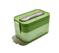 Muitomas, Lunch Box 1700 ml, porte-repas avec couverts et deux récipients, boîte à lunch hermétique pour aliments, boîte à lunch micro-ondes, lave-vaisselle et congélateur, couleur vert sauge