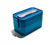 Muitomas, Lunch Box 1700 ml, porte-repas avec couverts et deux récipients, boîte à lunch hermétique pour aliments, boîte à lunch micro-ondes, lave-vaisselle et congélateur, couleur bleu octane