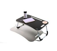 Muitomas, Table de Travail Intelligente, Bureau Pliable en Plastique et métal, Pliable avec Porte-gobelets et Support de Tablette, pour lit et canapé, 60 x 40 x 30 cm, Couleur Noire