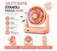 Muitomas Ventilateur de bureau rechargeable USB-C, mini ventilateur de table silencieux, ventilateur USB-C compact avec batterie, idéal pour bureau, maison et studio, Peach Fuzz