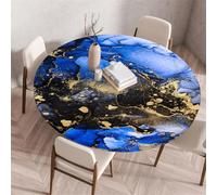 Muiuou Élastique Nappe Ronde, Marbre Imprimé Imperméable Anti-Tache Lavable Rond Nappes pour Fêtes la Cuisine Camping Jardin Exterieur Nappes Protection Tables (Diamètre 100cm,Marbre 7)