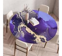 Muiuou Élastique Nappe Ronde, Marbre Imprimé Imperméable Anti-Tache Lavable Rond Nappes pour Fêtes la Cuisine Camping Jardin Exterieur Nappes Protection Tables (Diamètre 110cm,Marbre 1)