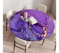 Muiuou Élastique Nappe Ronde, Marbre Imprimé Imperméable Anti-Tache Lavable Rond Nappes pour Fêtes la Cuisine Camping Jardin Exterieur Nappes Protection Tables (Diamètre 60cm,Marbre 11)