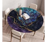 Muiuou Élastique Nappe Ronde, Marbre Imprimé Imperméable Anti-Tache Lavable Rond Nappes pour Fêtes la Cuisine Camping Jardin Exterieur Nappes Protection Tables (Diamètre 60cm,Marbre 3)