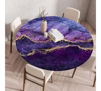 Muiuou Élastique Nappe Ronde, Marbre Imprimé Imperméable Anti-Tache Lavable Rond Nappes pour Fêtes la Cuisine Camping Jardin Exterieur Nappes Protection Tables (Diamètre 100cm,Marbre 2)