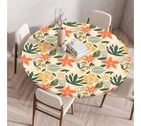 Muiuou Exterieur Rondes Nappes avec Bord Élastique, Imperméable Anti Taches Lavable Nappe de Table pour Accueil Fêtes Cuisine Camping Jardin Fête Tables Nappes