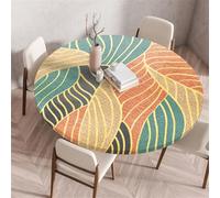 Muiuou Exterieur Rondes Nappes avec Bord Élastique, Imperméable Anti Taches Lavable Nappe de Table pour Accueil Fêtes Cuisine Camping Jardin Fête Tables Nappes