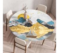 Muiuou Exterieur Rondes Nappes avec Bord Élastique, Imperméable Anti Taches Lavable Nappe de Table pour Accueil Fêtes Cuisine Camping Jardin Fête Tables Nappes
