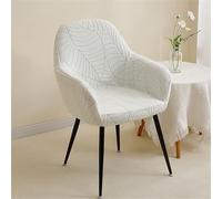 Muiuou Housse de Chaise à Dossier Courbé avec Accoudoirs, Housse Extensible Spandex pour Tabouret de Bar, Jacquard Feuilles Réutilisable pour Bureau Cuisine Fête Hôtel (Style 4,1 pièce)