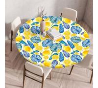 Muiuou Nappe de Table Ronde, Impression Élastique Imperméable Anti-Tache Intérieur Extérieur Couverture de Table, pour Accueil Fêtes la Cuisine Jardin Tables Nappes