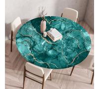 Muiuou Nappe Ronde avec Bord Élastique, Imperméable Anti-Tache Lavable Rond Nappes pour Fêtes la Cuisine Camping Jardin Exterieur Tables Protection Accueil Nappes