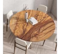 Muiuou Nappe Ronde avec Bord Élastique, Imprimé à Motif Bois, Imperméable Anti-Tache Lavable Rond Nappes pour Accueil Fêtes la Cuisine Camping Jardin Décoration (130 x 130 cm (Ronde),Style 7)