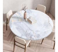 Muiuou Rondes Imperméable Nappe avec Bord élastique, Marbre Impression Anti-Tache Lavable Rond Nappes pour Accueil Fêtes la Cuisine Camping Jardin Tables Nappes