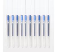 MUJI 無印良品 Lot de 10 stylos à bille à encre gel - Corps transparent avec capuchon - Bleu - 0,5 mm