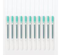 MUJI 無印良品 Lot de 10 stylos à bille à encre gel - Corps transparent avec capuchon - Vert - 0,5 mm