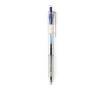 MUJI 無印良品 Stylo à bille en polycarbonate, pointe fine de 0,5 mm, corps transparent avec grip en caoutchouc (bleu)