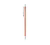 MUJI 無印良品 Stylo à bille hexagonal en bois, pointe aiguille 0,5 mm, bois naturel avec accents métalliques, rechargeable