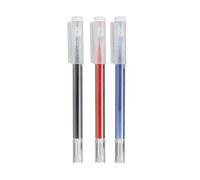 Muji Lot de 3 stylos à bille effaçables, pointe fine de 0,5 mm, rouge/bleu/noir, avec capuchon gomme en caoutchouc