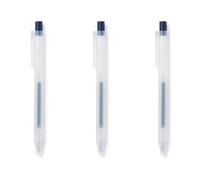 Muji Lot de 3 stylos à bille rétractables à encre gel lisse, 0,3 mm, bleu et noir