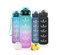 Mujigaga 500ml Gourde Enfant, Bouteille d'eau Sport avec Filtre, Gourde Graduée pour École, avec Marqueur de Temps, Bouteille d'eau anti Fuite pour Running, Randonnée, Camping