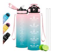 Mujigaga Gourde 1L, Gourde Motivation avec Paille et Graduée, 1 Litre Étanche, Bouteille d'Eau Sport pour Fitness, Bureau, l'école, Voyage