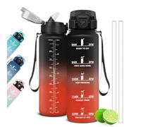 Mujigaga Gourde 1L, Gourde Sport avec Paille et Graduée, 1 Litre Étanche, Bouteille d'Eau Motivation pour Fitness, Bureau, Voyage